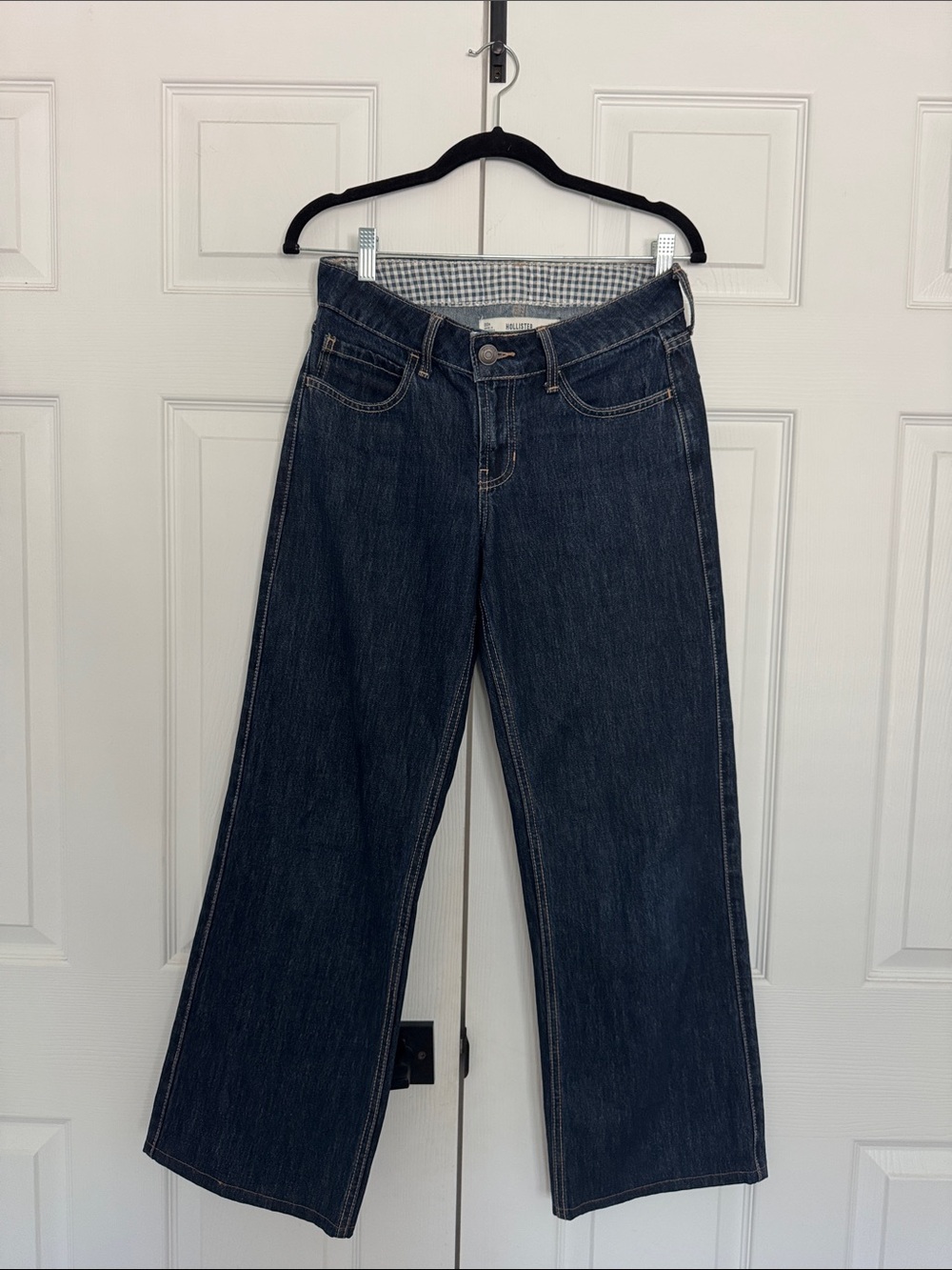 Hollister Dark Blue Fold-Over Low-Rise Baggy Jeans